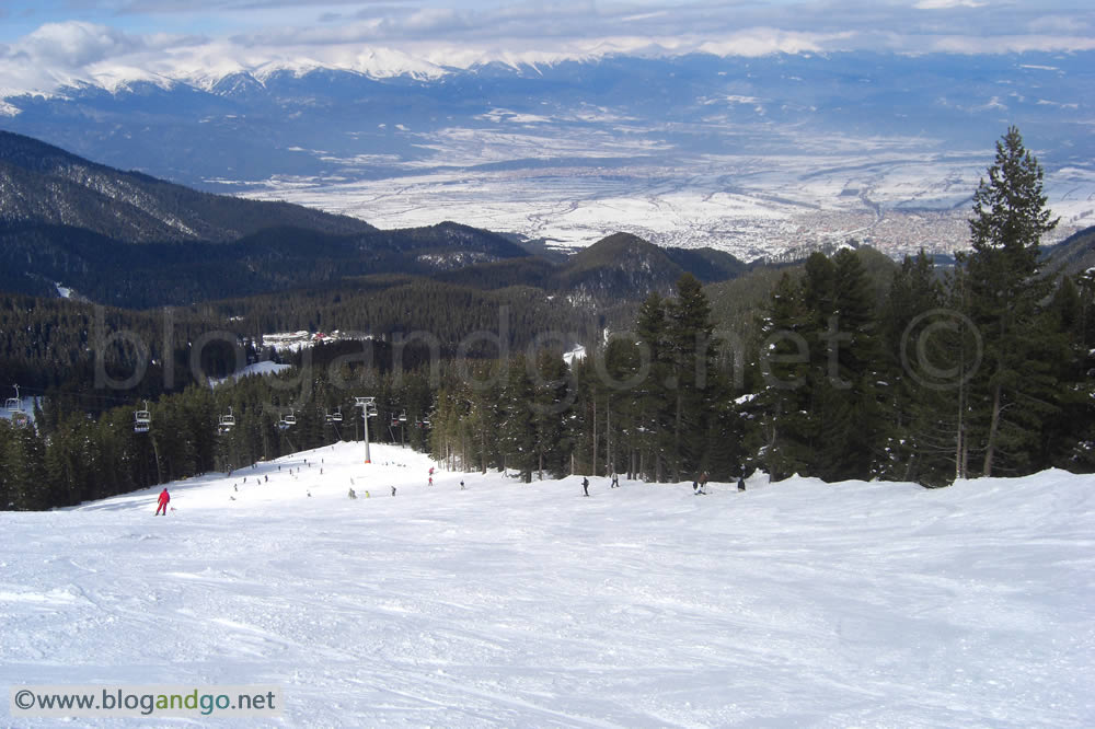 Bansko - On the slopes with Bansko in the distance